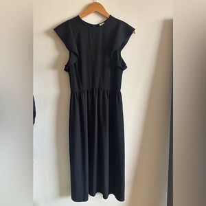 Aritzia Wilfred Black Ruffle Sleeve Midi Dress